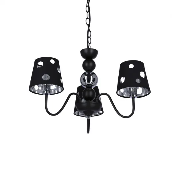 Čierna závesná lampa s lustrom 3xE14 Batley Ledea