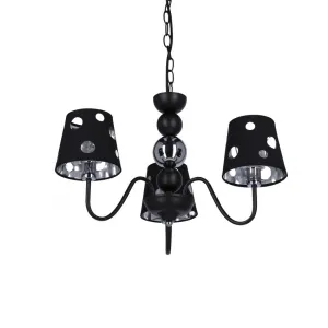 Čierna závesná lampa s lustrom 3xE14 Batley Ledea