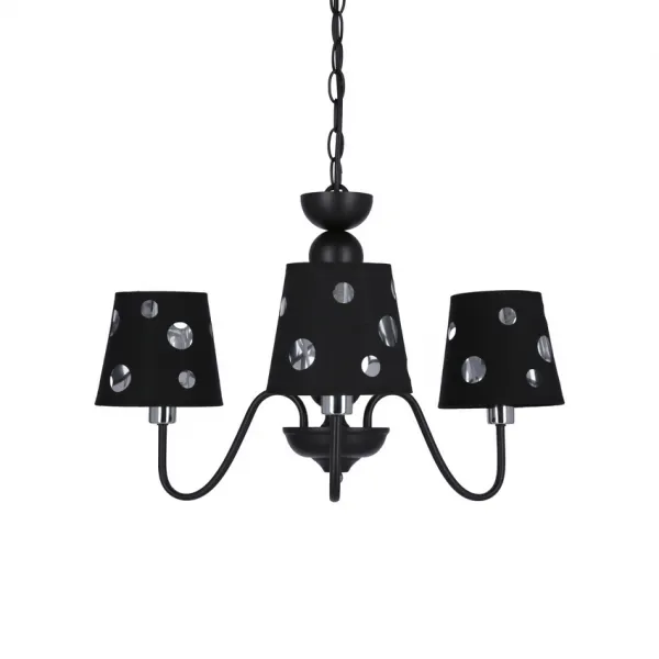 Čierna závesná lampa s lustrom 3xE14 Batley Ledea