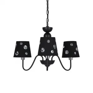 Čierna závesná lampa s lustrom 3xE14 Batley Ledea