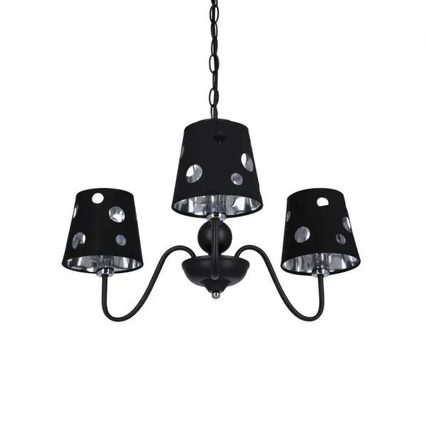 Čierna závesná lampa s lustrom 3xE14 Batley Ledea