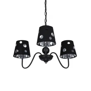 Čierna závesná lampa s lustrom 3xE14 Batley Ledea