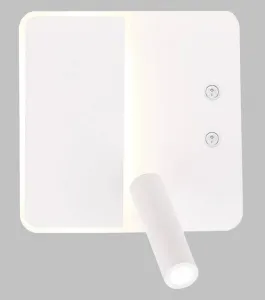 Biela LED nástenná lampa 6W s nastaviteľnou lampou na čítanie Alma