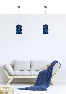 Závesná lampa Trilogy modrá zo skla