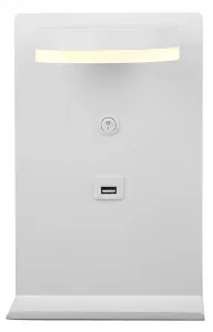 Biela LED nástenná lampa s poličkou na telefón USB nabíjačka Compact