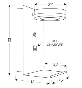 Biela LED nástenná lampa s poličkou na telefón USB nabíjačka Compact