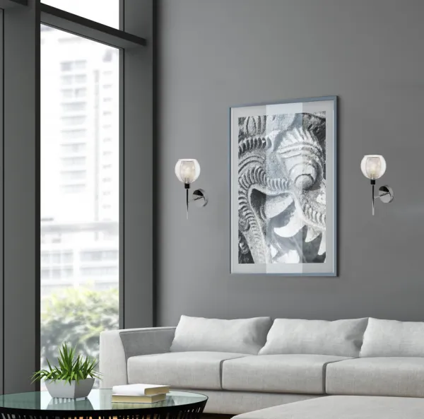Nástenná lampa ozzo chróm priehľadné tienidlo