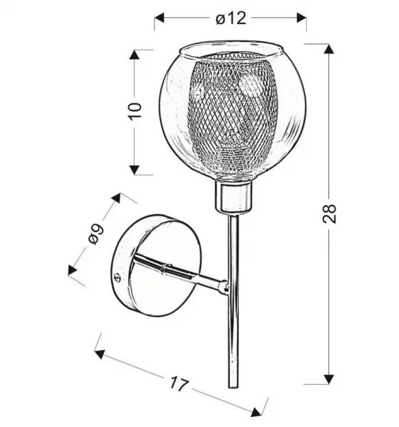 Nástenná lampa ozzo chróm priehľadné tienidlo