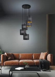 Závesná lampa, čierna, 5xE14, dlhá