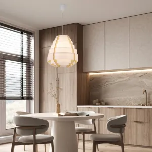 Závesná lampa béžová drevo+plast Nagoja Ledea