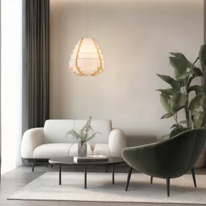 Závesná lampa béžová drevo+plast Nagoja Ledea