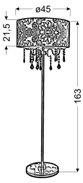 Stojaca lampa s červeným zamatovým tienidlom 3x40W Astor
