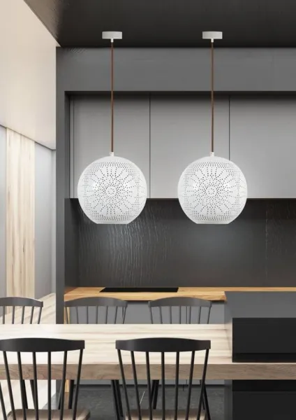 Závesná stropná lampa 60W E27 prelamovaná biela BENE