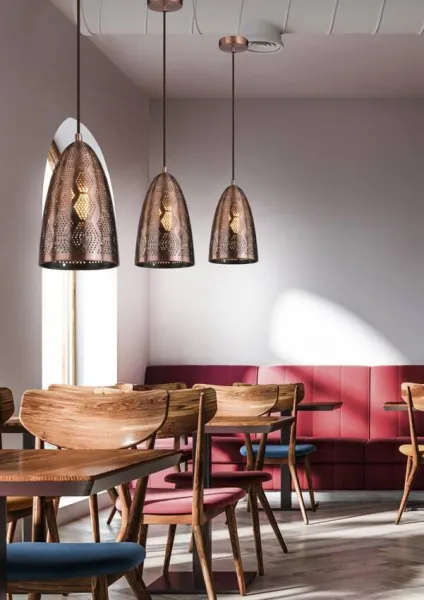 Závesná stropná lampa Sphinx kužeľ E27 prelamovaná-medená