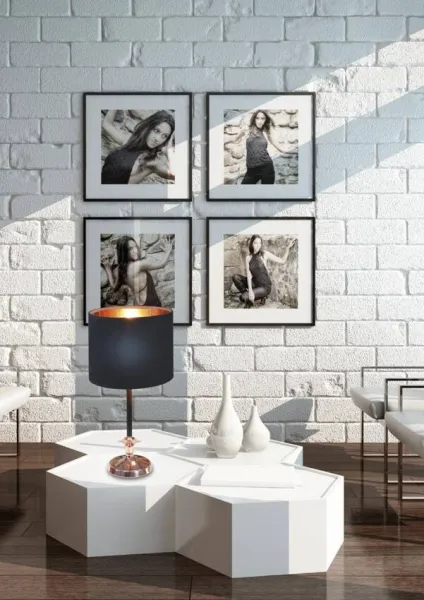 Čierna/medená kancelárska stolová lampa Violino 60W E14