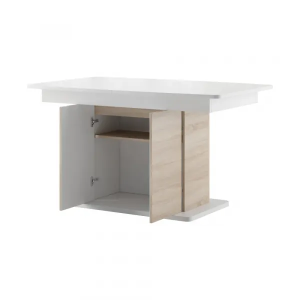 Szynaka Jedálenský rozkladací stôl Star 03 s úložným priestorom 140/210 cm dub Sonoma/biely