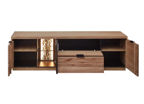 Szynaka TV stolík Napoli 31 s LED osvetlením 200 cm z masívu dub Bianco