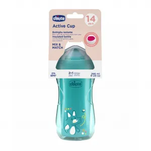 CHICCO Hrnček Active s tvrdým náustkom teal, 14m+
