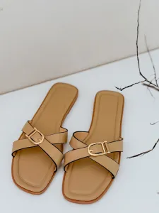 Dámske khaki šľapky Dstreet
