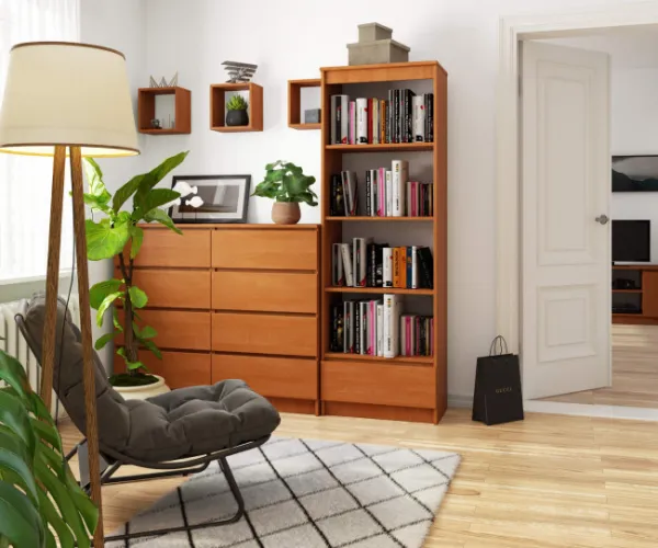 Ak furniture Kancelársky regál Rexa 60 cm 1 zásuvka a 4 police jelša