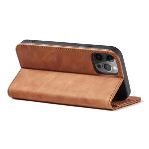 MG Magnet Fancy knižkové kožené puzdro na iPhone 12 Pro Max, hnedé