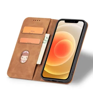 MG Magnet Fancy knižkové kožené puzdro na iPhone 12 Pro Max, hnedé