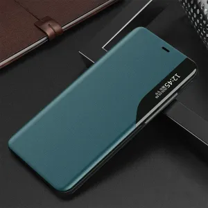 MG Eco Leather View knižkové puzdro na iPhone 13 Pro Max, zelené