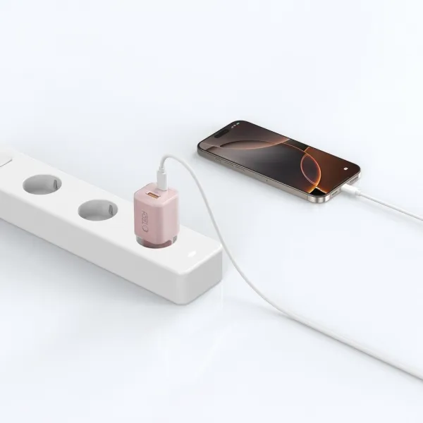 TECH-PROTECT NCM33W Sieťová nabíjačka 1x USB-C 1x USB-A ružová