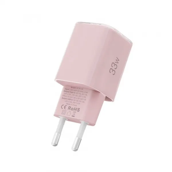 TECH-PROTECT NCM33W Sieťová nabíjačka 1x USB-C 1x USB-A ružová