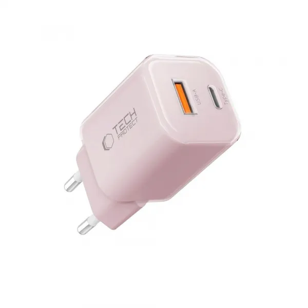 TECH-PROTECT NCM33W Sieťová nabíjačka 1x USB-C 1x USB-A ružová