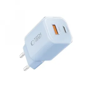 TECH-PROTECT NCM33W Sieťová nabíjačka 1x USB-C 1x USB-A modrá