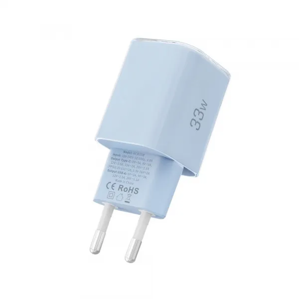TECH-PROTECT NCM33W Sieťová nabíjačka 1x USB-C 1x USB-A modrá