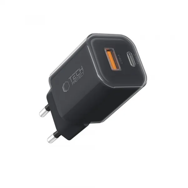 TECH-PROTECT NCM33W Sieťová nabíjačka 1x USB-C 1x USB-A čierna