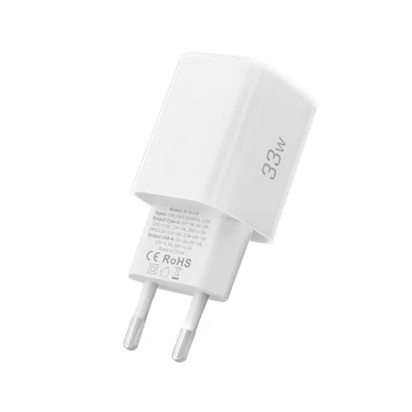 Tech-Protect NCM33W sieťová nabíjačka USB / USB-C 33W PD QC, biela