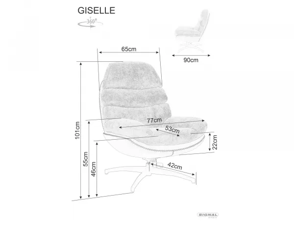 Signal Otočné designové lounge křeslo GISELLE šedé