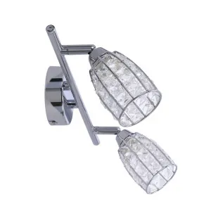 Stropná lampa Shiba chrómový pásik 2x15W g9 priehľadné tienidlo