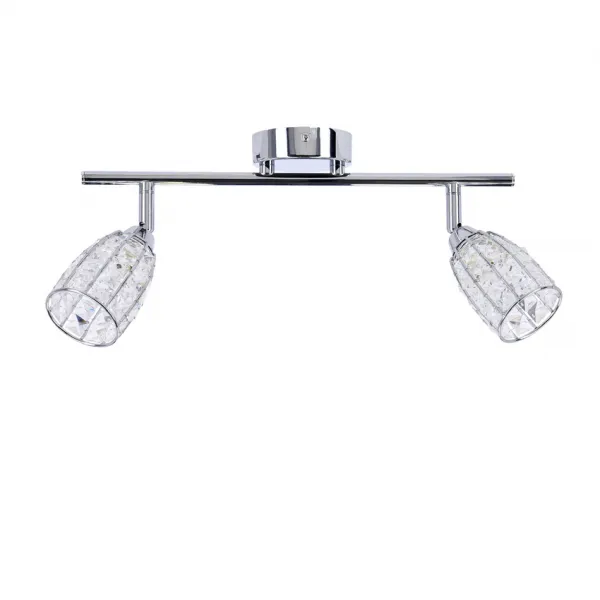 Stropná lampa Shiba chrómový pásik 2x15W g9 priehľadné tienidlo