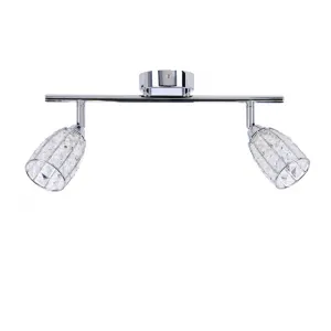 Stropná lampa Shiba chrómový pásik 2x15W g9 priehľadné tienidlo