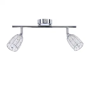 Stropná lampa Shiba chrómový pásik 2x15W g9 priehľadné tienidlo