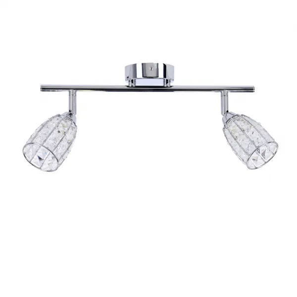 Stropná lampa Shiba chrómový pásik 2x15W g9 priehľadné tienidlo