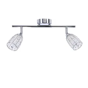 Stropná lampa Shiba chrómový pásik 2x15W g9 priehľadné tienidlo