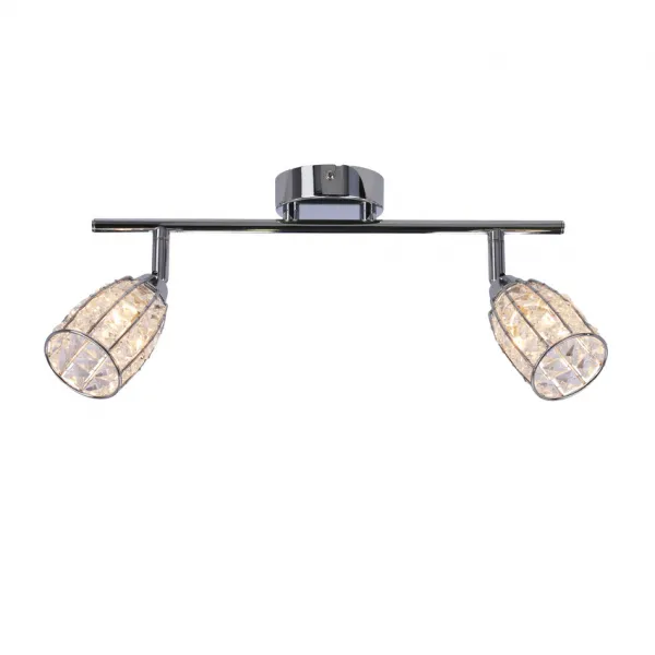 Stropná lampa Shiba chrómový pásik 2x15W g9 priehľadné tienidlo