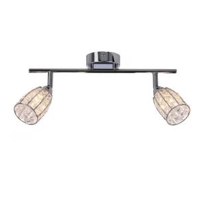 Stropná lampa Shiba chrómový pásik 2x15W g9 priehľadné tienidlo