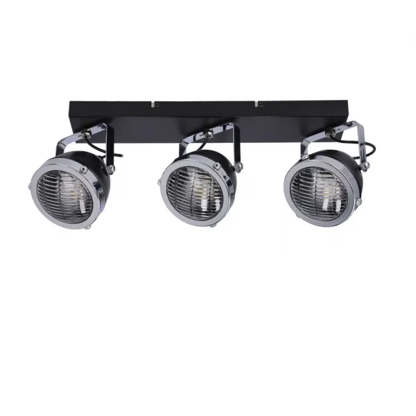 Stropná lampa Crazy s čiernym tienidlom 3x15W gu10, priehľadná