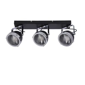 Stropná lampa Crazy s čiernym tienidlom 3x15W gu10, priehľadná