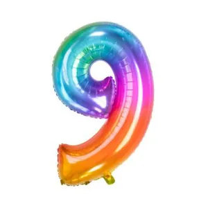 BALÓNIK fóliový číslo 9 dúhové 85cm
