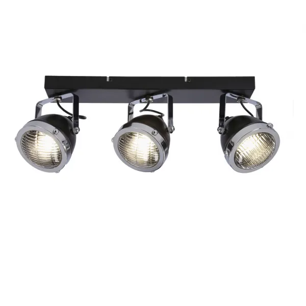 Stropná lampa Crazy s čiernym tienidlom 3x15W gu10, priehľadná