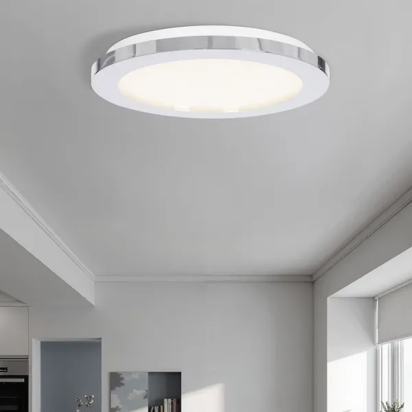 Kúpeľňová stropná lampa PIXEL minimalistická - strieborný chróm 22,5 cm - okrúhla LED stropná lampa so stmievaním 3000K 12W IP441