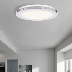 Kúpeľňová stropná lampa PIXEL minimalistická - strieborný chróm 22,5 cm - okrúhla LED stropná lampa so stmievaním 3000K 12W IP441