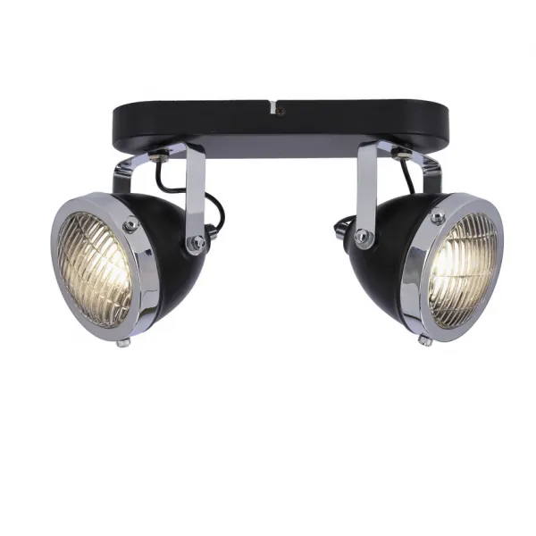 Stropná lampa Crazy 2x15W, čierna, tienidlo GU10, priehľadná